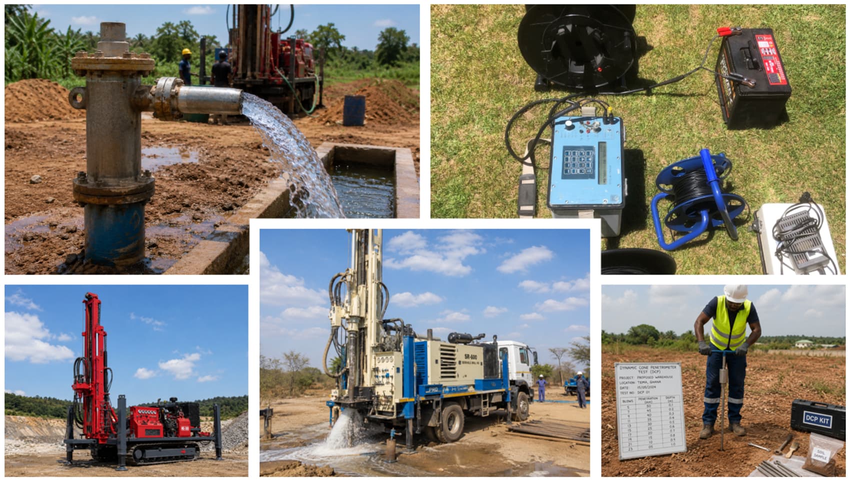 Geotronics survey equipment and field team at work
